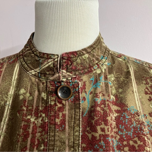 STO Women’s Jacket, Medium, Brown/Red, Nehru Collar, Floral, Vintage Look - Picture 4 of 5